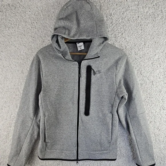 Nike Tech Fleece Hoodie Mens Small Grey Full Double Zip Sweatshirt DD4688-010 - Picture 1 of 16